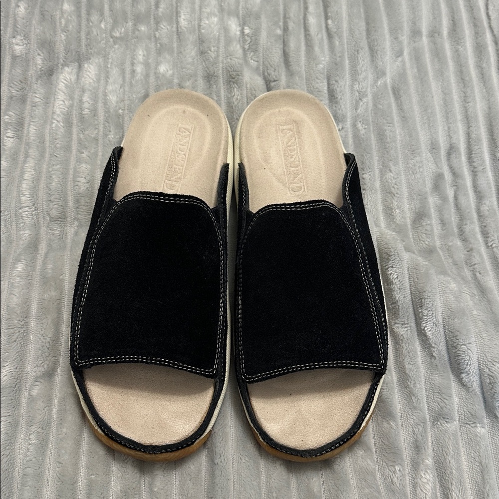 Lands' End Black and Tan Women's Sandals